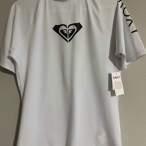 Roxy White Whole Hearted Short Sleeve Rash guard